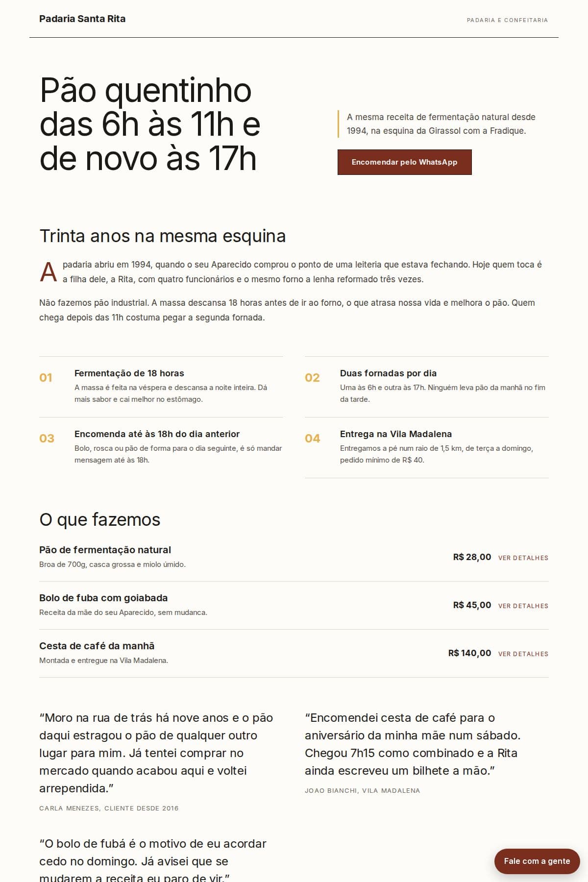 Página de exemplo no modelo Editorial