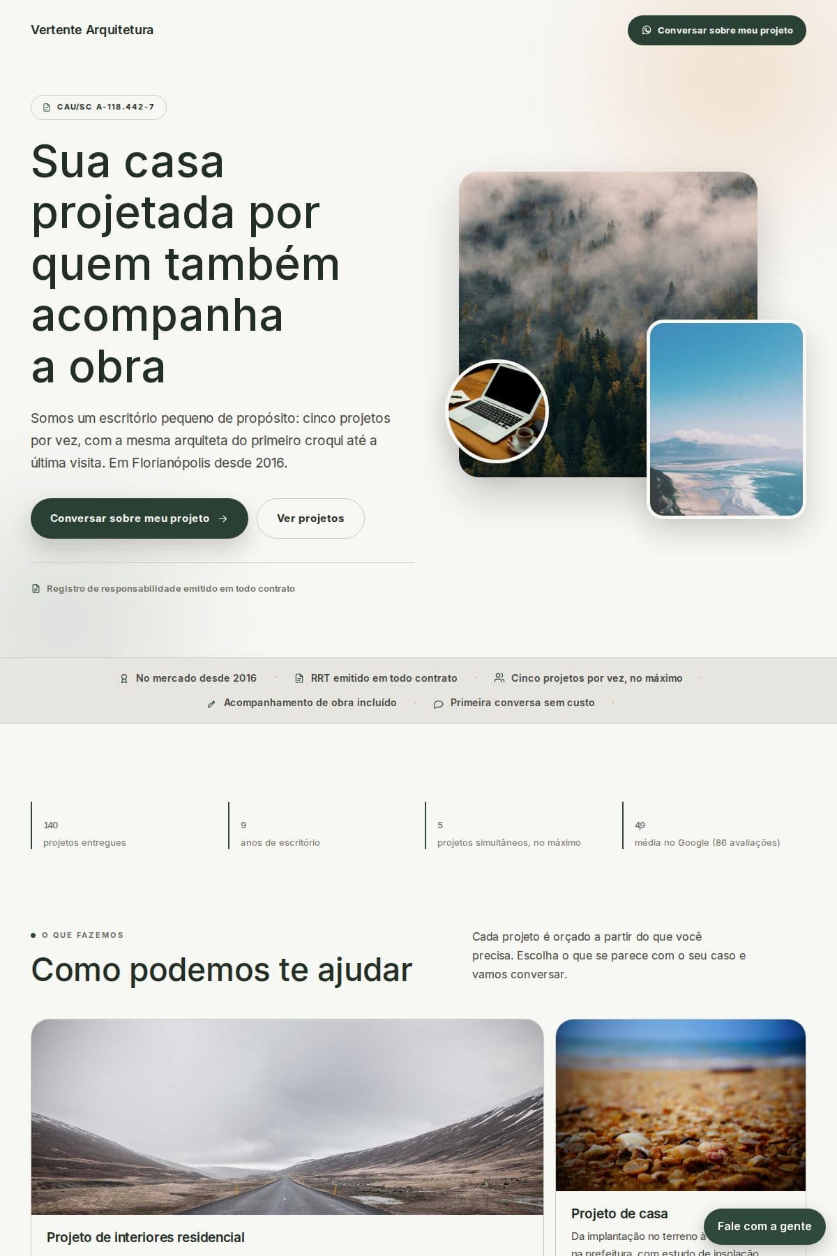 Página de exemplo no modelo Prisma