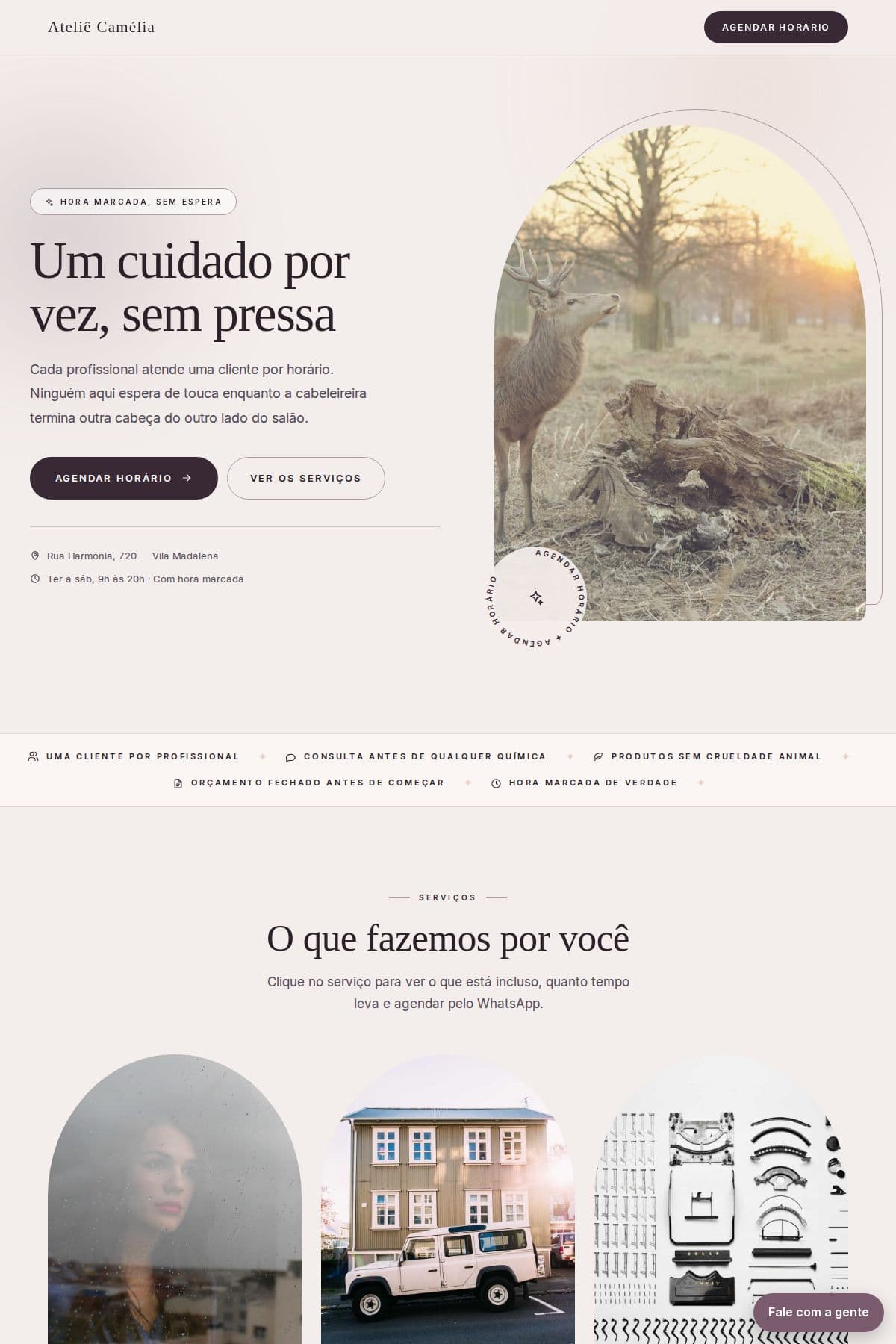 Página de exemplo no modelo Seda