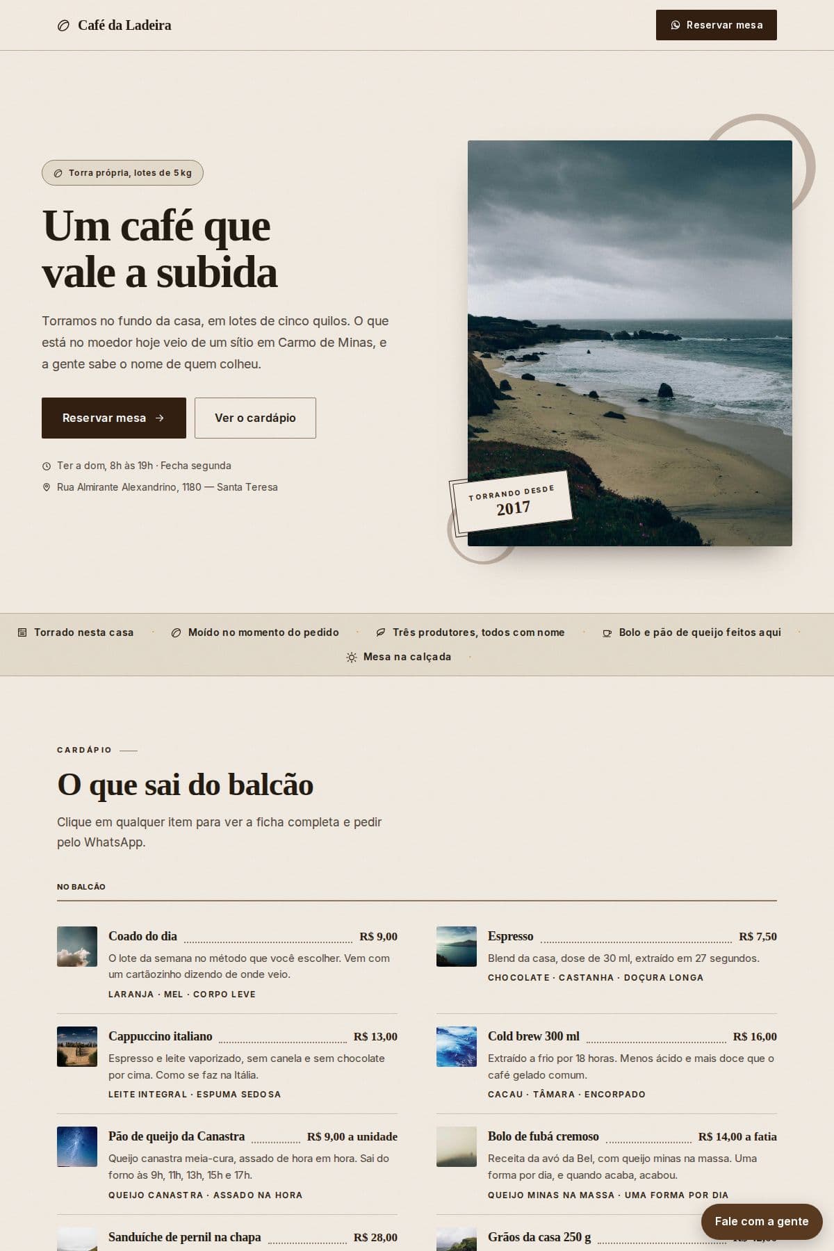 Página de exemplo no modelo Torra