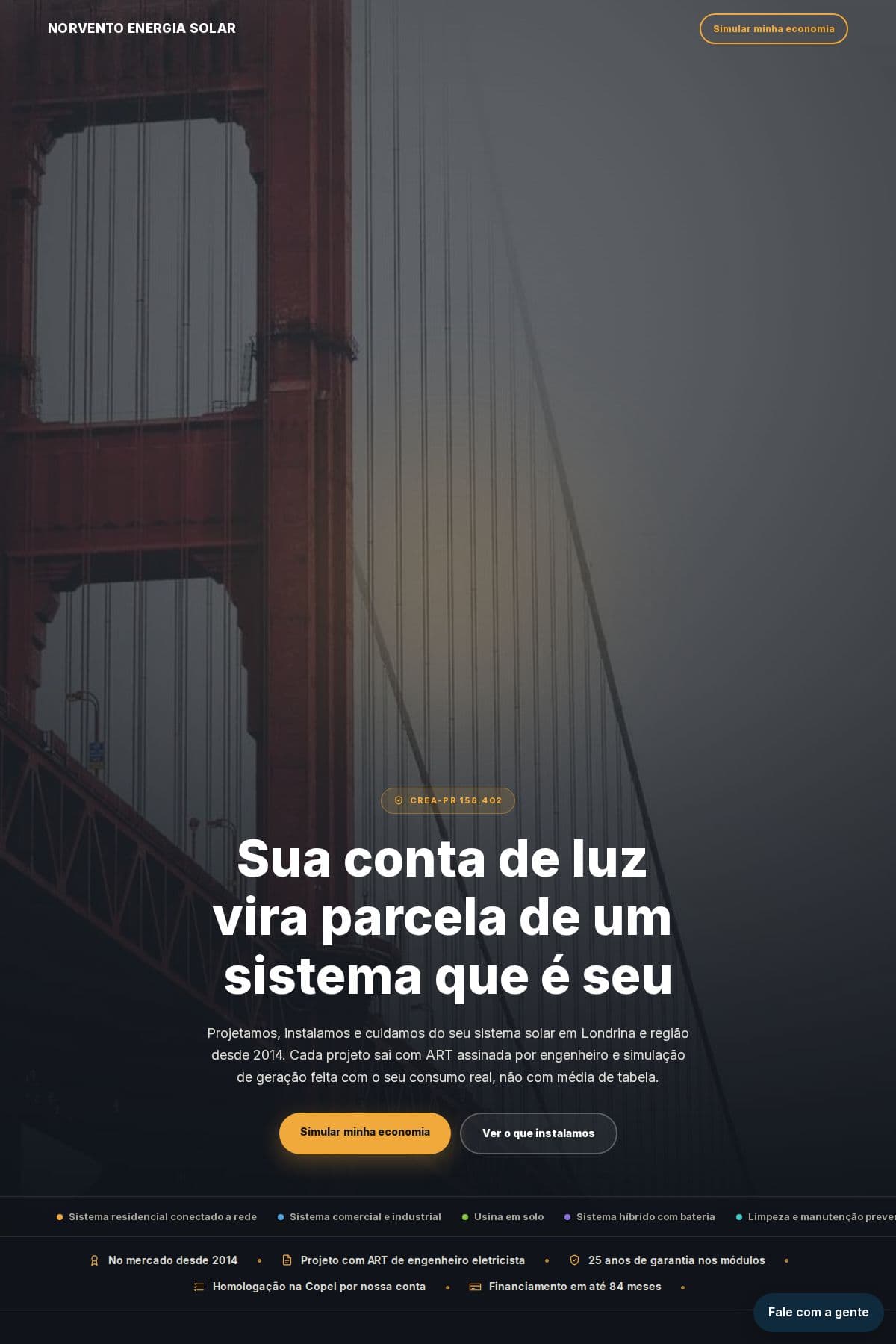Página de exemplo no modelo Vibrante